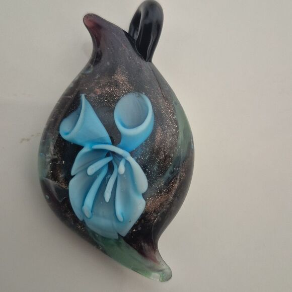 Murano Glass Bird Pendant with Blue Flower - Picture 14 of 16